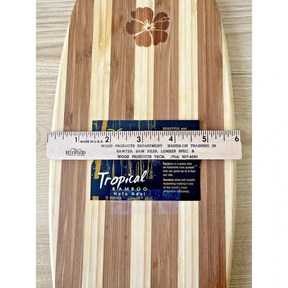 Tropical Bamboo Hafa Adai Surfboard Cutting Board Hibiscus Coastal Kitchen Decor